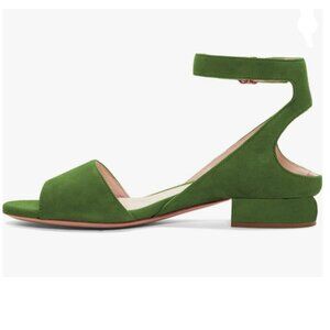 XYD Green Strappy Low Heel Sandal Open Toe Ankle Strap Chunky Heel Dressy Shoes